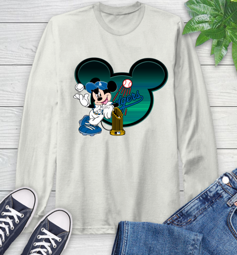 MLB Los Angeles Dodgers The Commissioner's Trophy Mickey Mouse Disney Long Sleeve T-Shirt 12