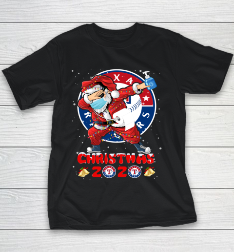 Texas Rangers Funny Santa Claus Dabbing Christmas 2020 MLB Youth T-Shirt