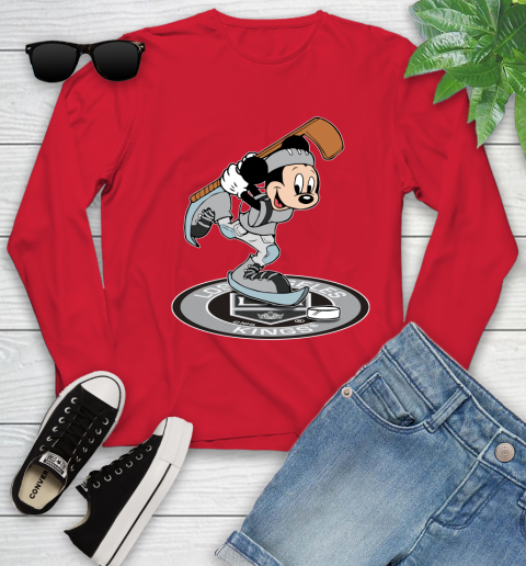 NHL Hockey Los Angeles Kings Cheerful Mickey Disney Shirt Youth Long Sleeve 11