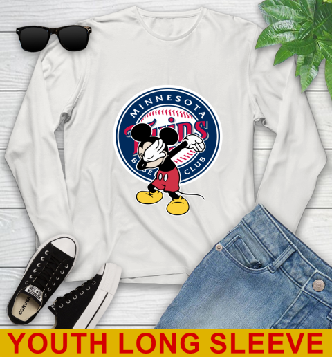 Minnesota Twins MLB Baseball Dabbing Mickey Disney Sports Youth Long Sleeve 12