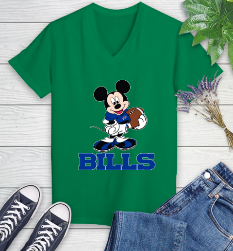 NFL Football Buffalo Bills Cheerful Mickey Mouse Shirt Women's V-Neck T-Shirt 5