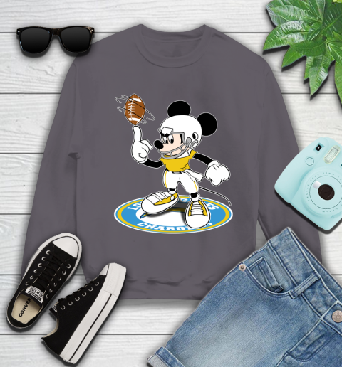 NFL Football Los Angeles Chargers Cheerful Mickey Disney Shirt Youth Sweatshirt 5