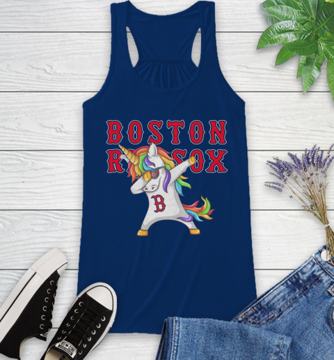 Boston Red Sox MLB Baseball Funny Unicorn Dabbing Sports Racerback Tank 9