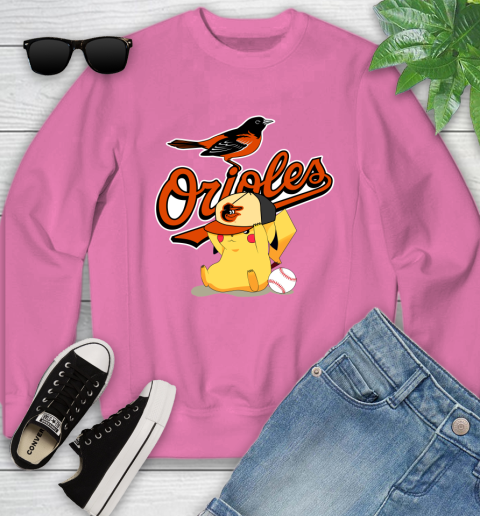MLB Pikachu Baseball Sports Baltimore Orioles Youth Sweatshirt 7