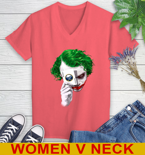 Buffalo Sabres NHL Hockey Joker Card Shirt Women's V-Neck T-Shirt 6