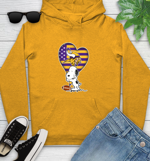 Minnesota Vikings NFL Football The Peanuts Movie Adorable Snoopy Youth Hoodie 3