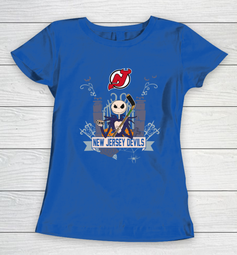 NHL New Jersey Devils Hockey Jack Skellington Halloween Women's T-Shirt 8