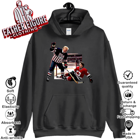 Trump Defeating Justin Trudeau Funny Hockey Hoodie