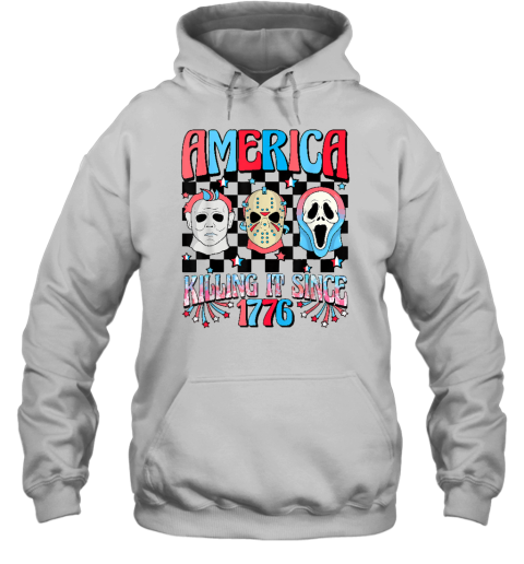 Funny America Killing IT Since 1776 Horror 4th Of July USA Hoodie