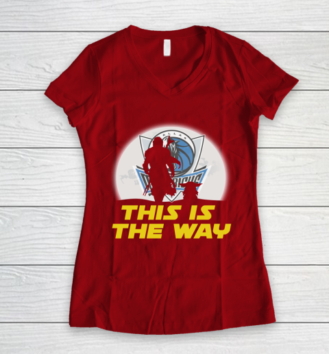 Dallas Mavericks NBA Basketball Star Wars Yoda And Mandalorian This Is The Way Women's V-Neck T-Shirt 8