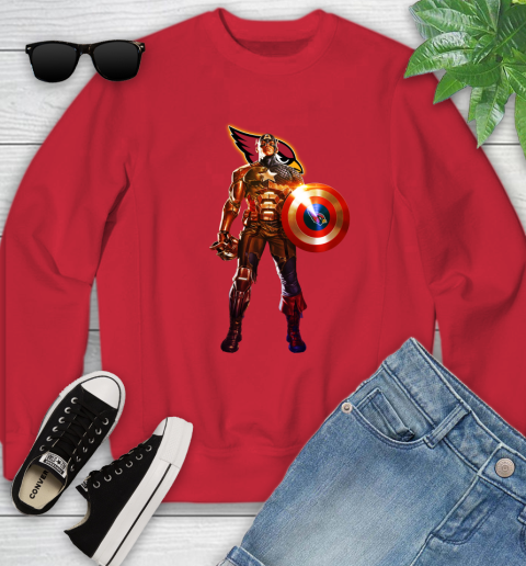 NFL Captain America Marvel Avengers Endgame Football Sports Arizona Cardinals Youth Sweatshirt 9