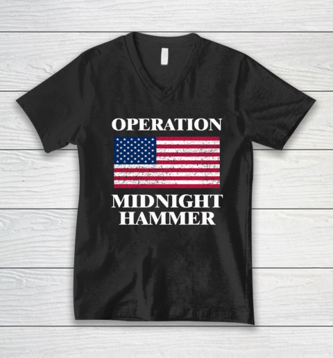 Operation Midnight Hammer with American Flag V-Neck T-Shirt