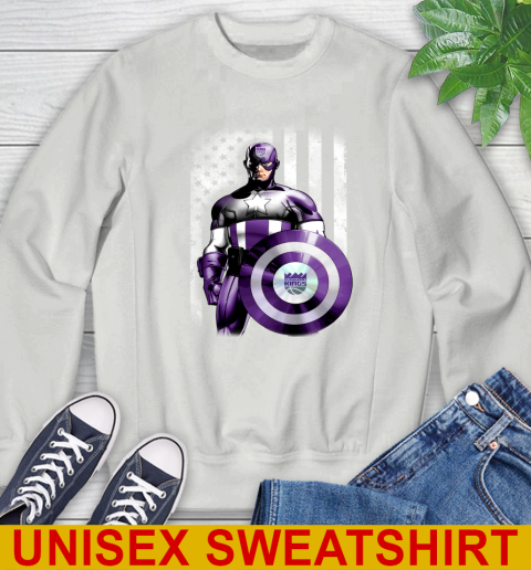 Sacramento Kings NBA Basketball Captain America Marvel Avengers American Flag Shirt Sweatshirt 5