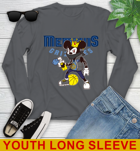 Memphis Grizzlies NBA Basketball Mickey Peace Sign Sports Youth Long Sleeve 9