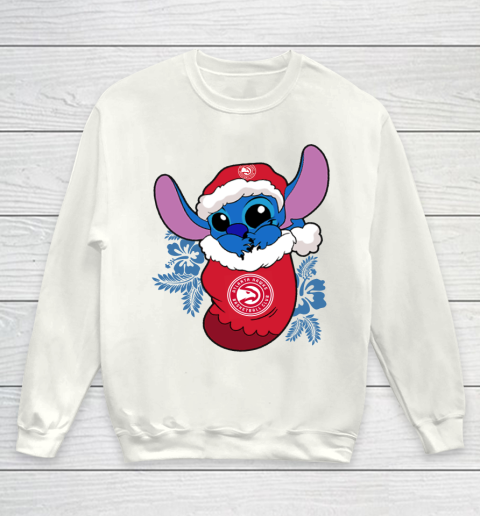 Atlanta Hawks Christmas Stitch In The Sock Funny Disney NBA Youth Sweatshirt 2
