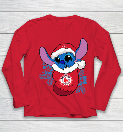 Boston Red Sox Christmas Stitch In The Sock Funny Disney MLB Youth Long Sleeve 10