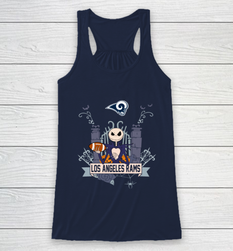 NFL Los Angeles Rams Football Jack Skellington Halloween Racerback Tank 8