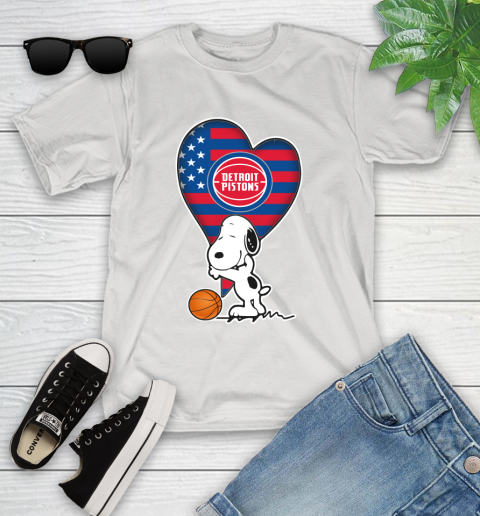 Detroit Pistons NBA Basketball The Peanuts Movie Adorable Snoopy Youth T-Shirt