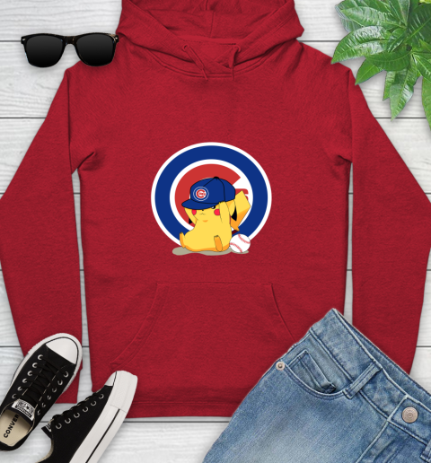 MLB Pikachu Baseball Sports Chicago Cubs Youth Hoodie 11