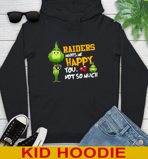 NFL Oakland Raiders Makes Me Happy You Not So Much Grinch Football Sports Youth Hoodie