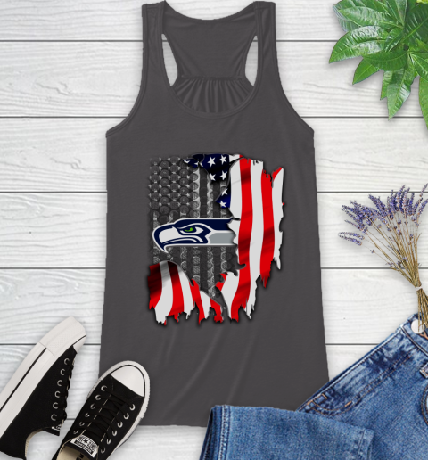 Seattle Seahawks NFL Football American Flag Racerback Tank 11