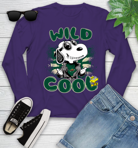 NHL Hockey Minnesota Wild Cool Snoopy Shirt Youth Long Sleeve 4