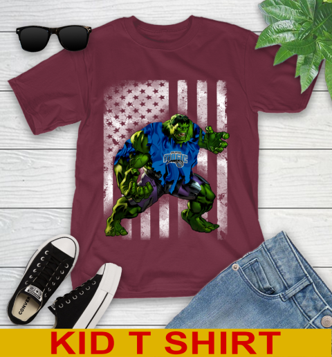 Orlando Magic Hulk Marvel Avengers NBA Basketball American Flag Youth T-Shirt 5