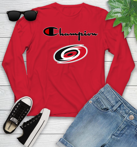 NHL Hockey Carolina Hurricanes Champion Shirt Youth Long Sleeve 9
