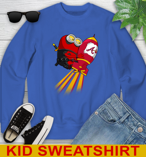 MLB Baseball Atlanta Braves Deadpool Minion Marvel Shirt Youth Sweatshirt 6