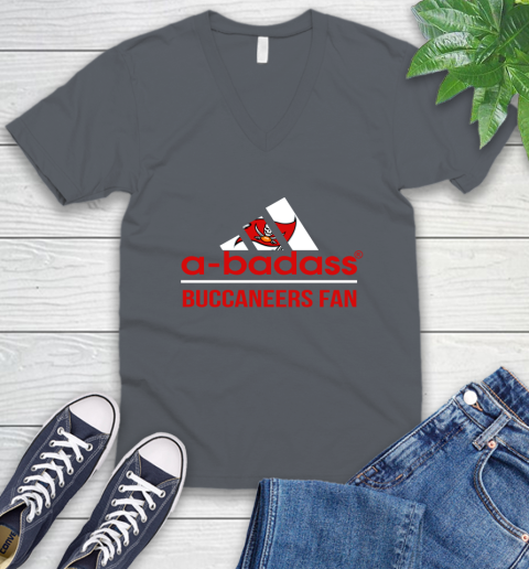 NFL A Badass Tampa Bay Buccaneers Fan Adidas Football Sports V-Neck T-Shirt 4