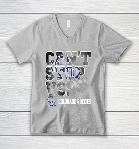 MLB Colorado Rockies Baseball Can't Stop Vs Colorado Rockies V-Neck T-Shirt 3
