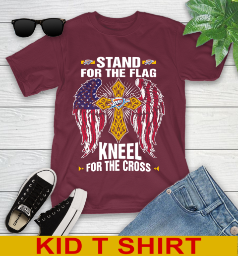 NBA Basketball Oklahoma City Thunder Stand For Flag Kneel For The Cross Shirt Youth T-Shirt 5