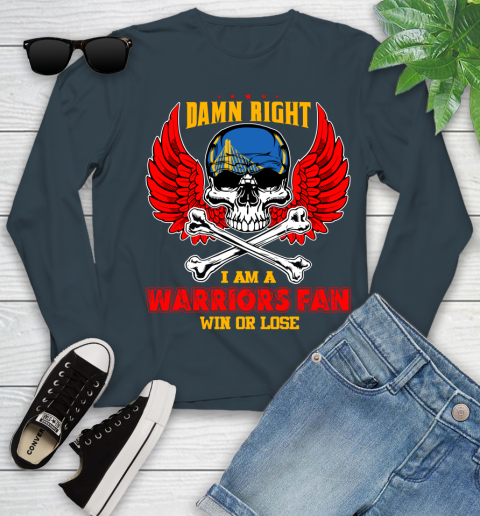 NBA Damn Right I Am A Golden State Warriors Win Or Lose Skull Basketball Sports Youth Long Sleeve 9