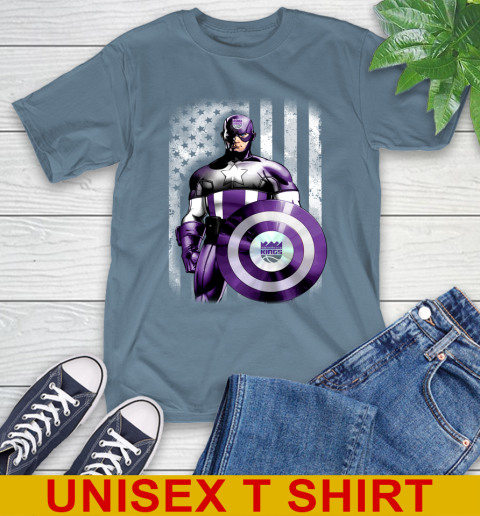 Sacramento Kings NBA Basketball Captain America Marvel Avengers American Flag Shirt T-Shirt 8