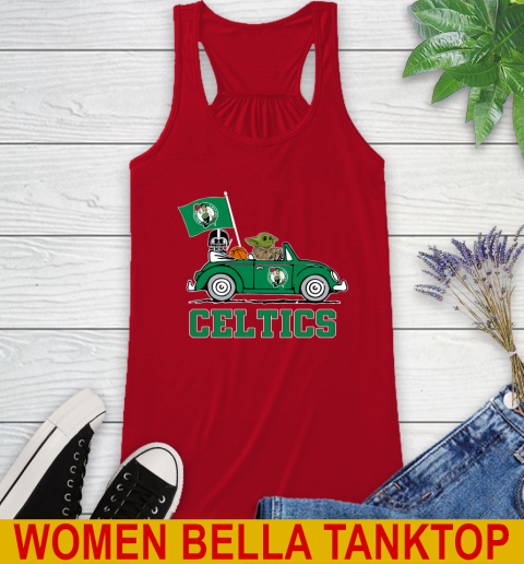 NBA Basketball Boston Celtics Darth Vader Baby Yoda Driving Star Wars Shirt Racerback Tank 6