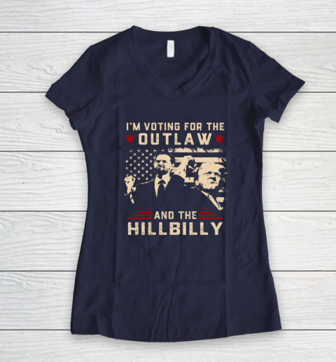 Trump 2024 Flag Outlaw Hillbilly J D.Vance 2024 Donald Trump Women's V-Neck T-Shirt 7