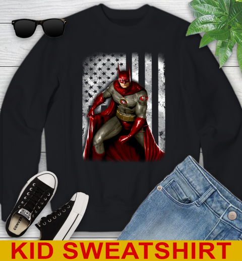 San Francisco 49ers NFL Football Batman DC American Flag Shirt Youth Sweatshirt