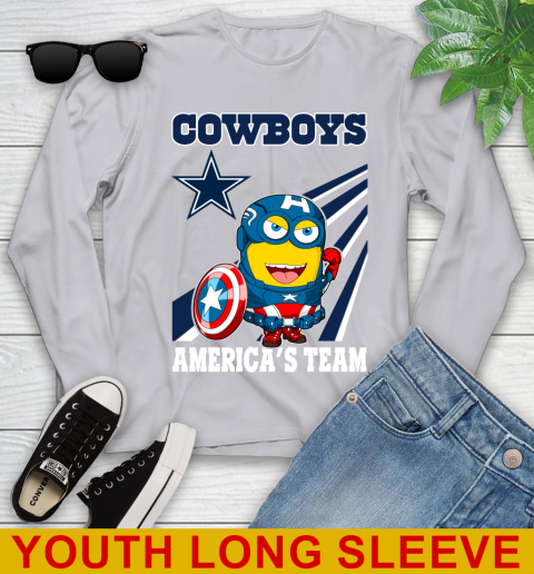 NFL Football Dallas Cowboys Captain America Marvel Avengers Minion Shirt Youth Long Sleeve 5