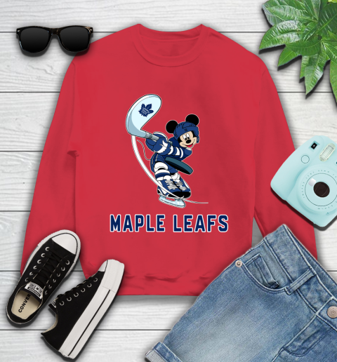 NHL Hockey Toronto Maple Leafs Cheerful Mickey Mouse Shirt Youth Sweatshirt 8
