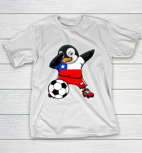Dabbing Penguin Chile Soccer Fans Jersey Flag Football Lover Long T-Shirt