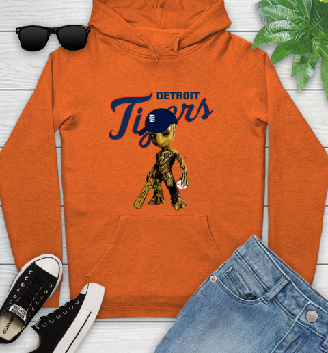 MLB Detroit Tigers Groot Guardians Of The Galaxy Baseball Youth Hoodie 5
