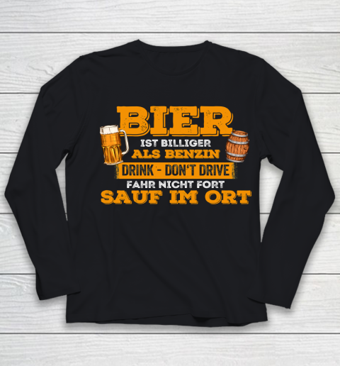 Beer Lover Funny Shirt Beer Cheaper Than Gasoline Drinking Alcohol Drinking Party Youth Long Sleeve