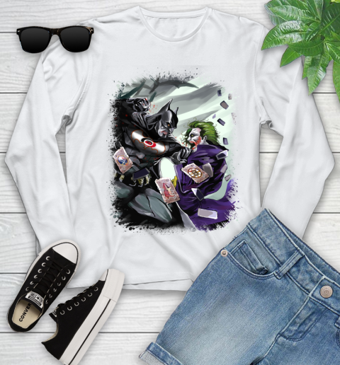 Carolina Hurricanes NHL Hockey Batman Fighting Joker DC Comics Youth Long Sleeve