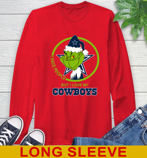 Dallas Cowboys NFL Christmas Grinch I Hate People But I Love My Favorite Football Team Long Sleeve T-Shirt 10