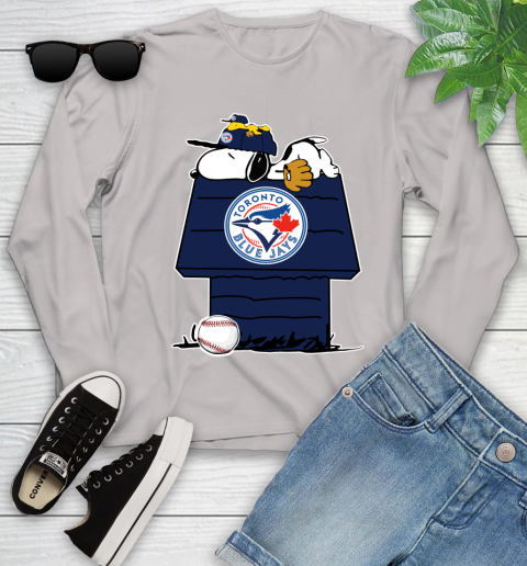 MLB Toronto Blue Jays Snoopy Woodstock The Peanuts Movie Baseball T Shirt Youth Long Sleeve 12
