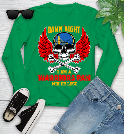 NBA Damn Right I Am A Golden State Warriors Win Or Lose Skull Basketball Sports Youth Long Sleeve 7