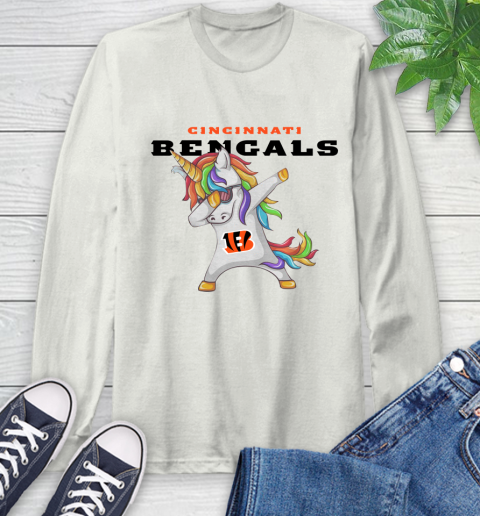 Cincinnati Bengals NFL Football Funny Unicorn Dabbing Sports Long Sleeve T-Shirt 12