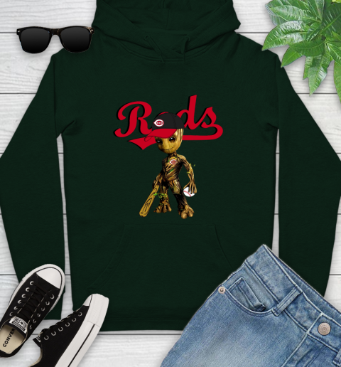 MLB Cincinnati Reds Groot Guardians Of The Galaxy Baseball Youth Hoodie 13