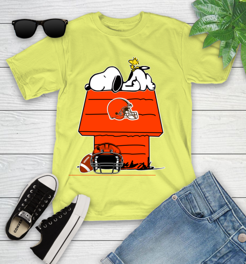 Cleveland Browns NFL Football Snoopy Woodstock The Peanuts Movie Youth T-Shirt 8