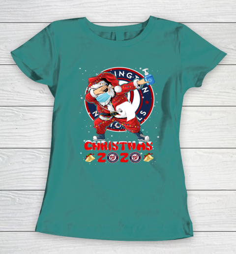 Washington Nationals Funny Santa Claus Dabbing Christmas 2020 MLB Women's T-Shirt 10